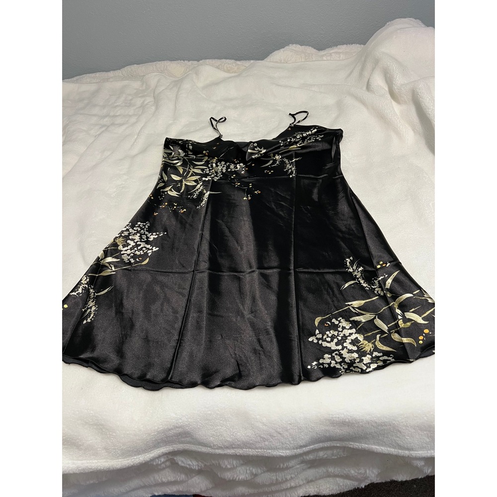 Unbranded Slip Dress Polyester Satin Floral Cowl Neck 3XL Black Botanical Silky